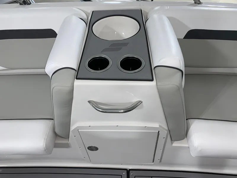 Slide: The Image of 2024 Starcraft SVX 211 boat seating with cup holders and storage compartment. - 15