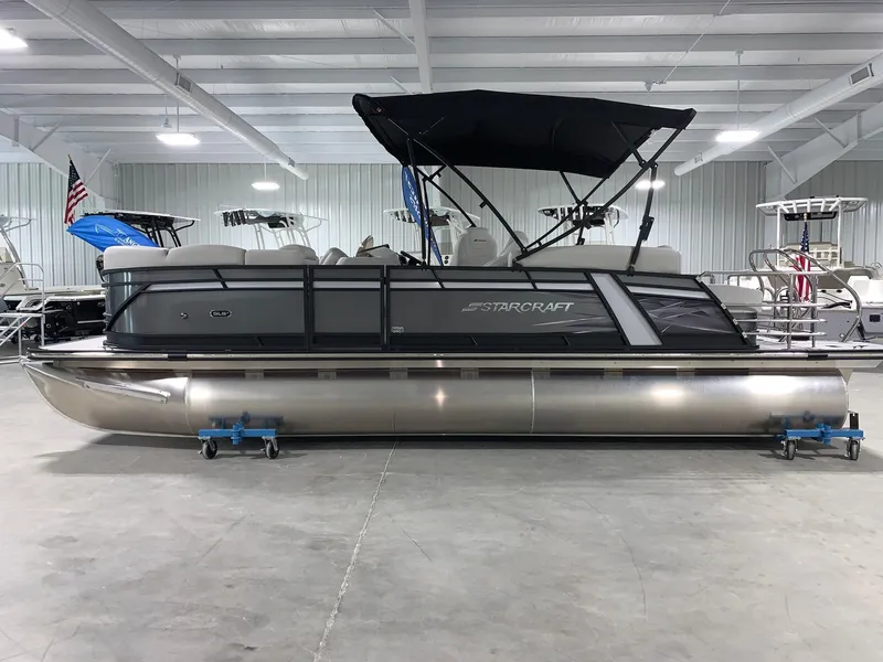 The Image of 2024 Starcraft SLS 3 Q DH pontoon boat in showroom. - 0