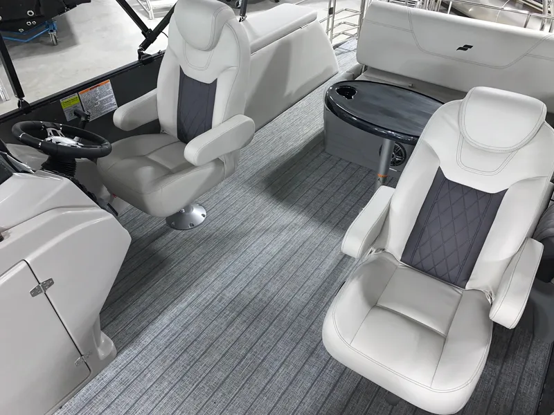 Slide: The Image of 2024 Starcraft SLS 3 Q DH boat interior with plush seating and modern design. - 3