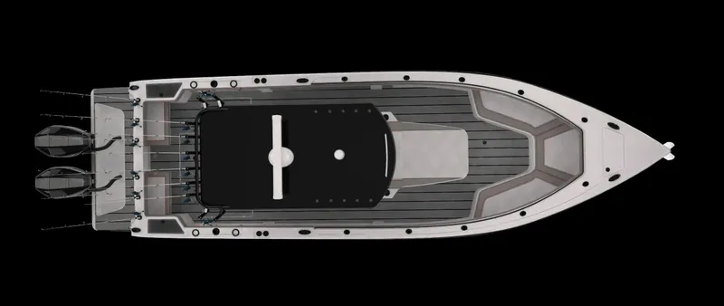 Slide: The Image of Top view of 2024 CG Boat Works 34 Tournament fishing boat. - 21