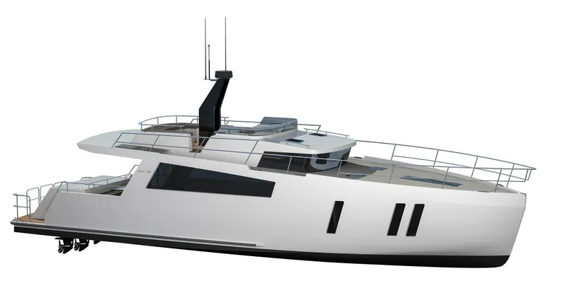 Slide: The Image of 2022 Compact Mega Yachts CMY 161, sleek modern design, side view. - 0