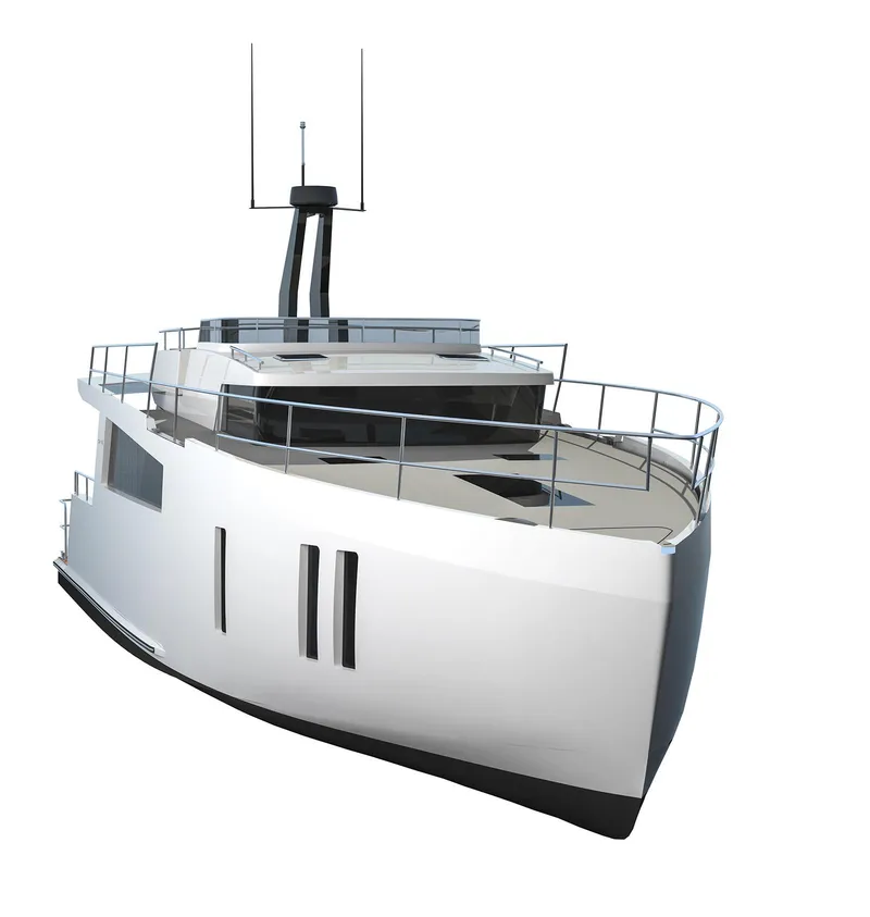 Slide: The Image of 2022 Compact Mega Yachts CMY 161, sleek modern design, luxury yacht exterior. - 4
