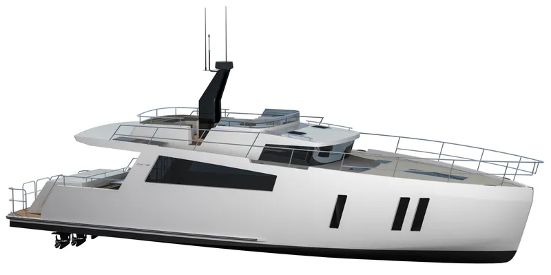 Slide: The Image of 2022 Compact Mega Yachts CMY 161, sleek modern design, side view. - 17