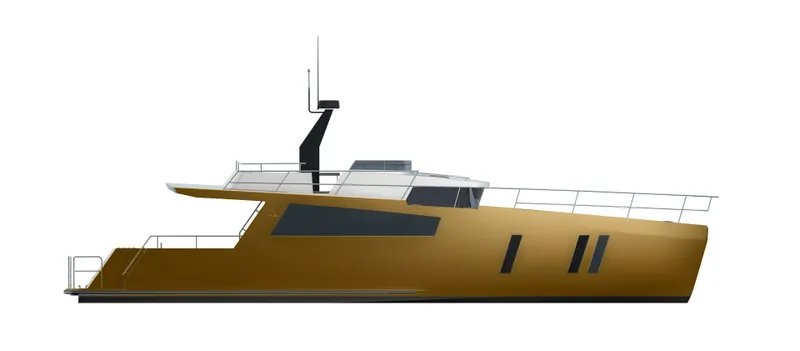 Slide: The Image of 2022 Compact Mega Yachts CMY 161, sleek modern design, side view, luxury yacht. - 6