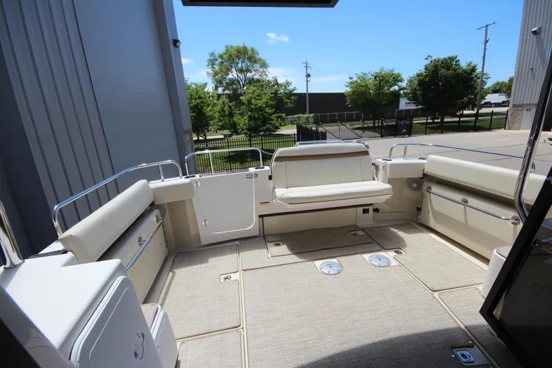 Slide: The Image of Spacious deck of 2026 Ranger Tugs R-29 S with comfortable seating and modern design. - 12
