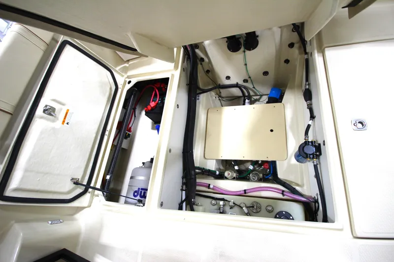 Slide: The Image of Engine compartment of 2025 Ranger Tugs R-23 boat. - 18