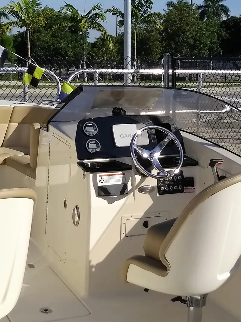 Slide: The Image of Helm console of Scout 215 Dorado boat, year 2026. - 4