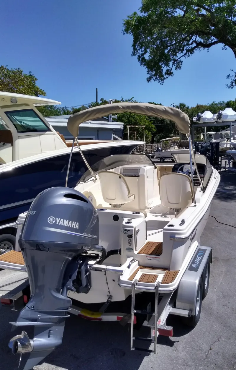 Slide: The Image of Scout 215 Dorado 2026 with Yamaha engine on trailer. - 6