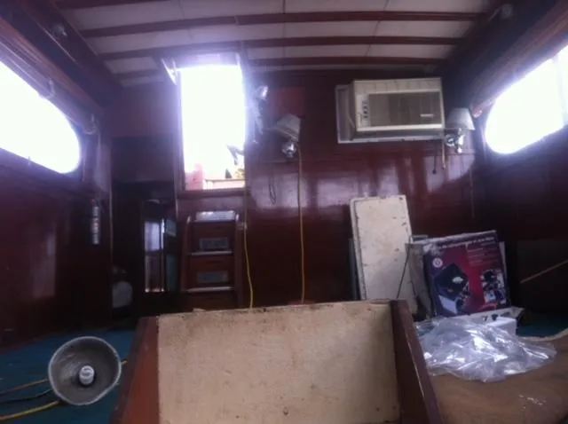 Slide: The Image of Interior view of a 1952 Chris-Craft Buccaneer boat. - 9