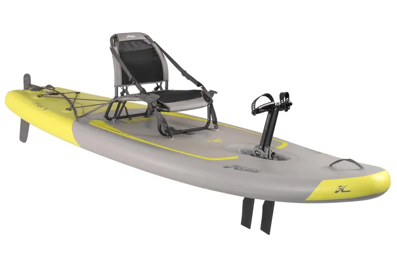 Slide: The Image of 2023 Hobie iTrek 9 Ultralight inflatable kayak with pedal drive system and adjustable seat. - 16