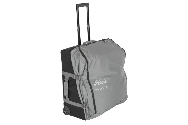 Slide: The Image of Hobie iTrek 9 Ultralight 2023 in a compact, wheeled travel bag with handle. - 21