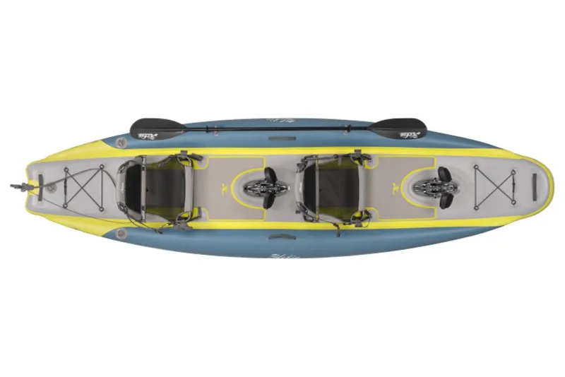 Slide: The Image of 2023 Hobie iTrek 14 Duo inflatable tandem kayak, top view. - 9