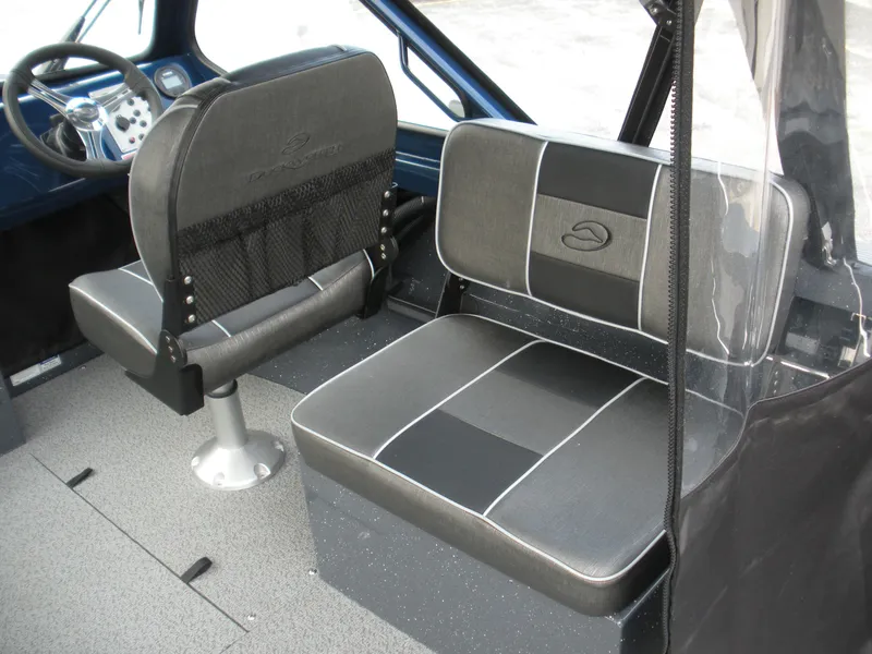 Slide: The Image of 2024 Duckworth 18 Advantage Sport boat interior with grey seating. - 12