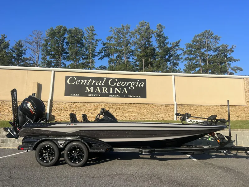 Slide: The Image of 2025 Skeeter FXR20 Limited boat at Central Georgia Marina, parked on a trailer. - 1