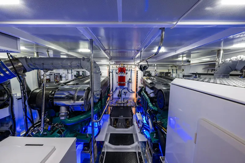 Slide: The Image of Engine room of 2025 Hampton Endurance 630 Euro yacht with advanced machinery. - 16