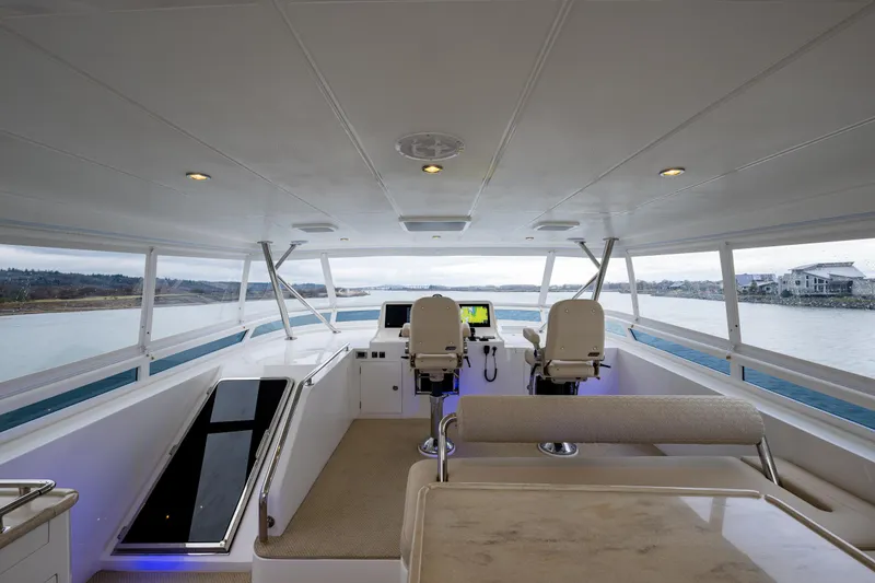 Slide: The Image of Interior view of 2025 Hampton Endurance 630 Euro yacht's helm station. - 19