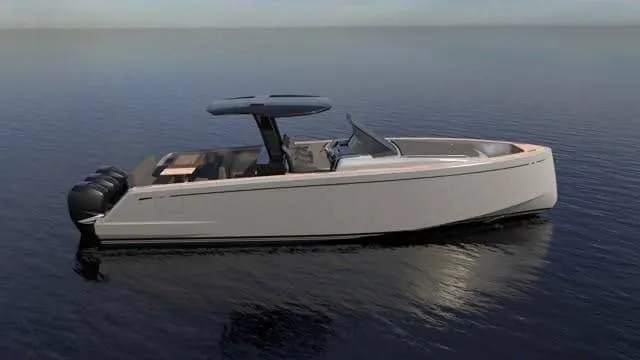 Slide: The Image of 2023 Pardo Yachts 38 luxury motor yacht on calm water. - 43