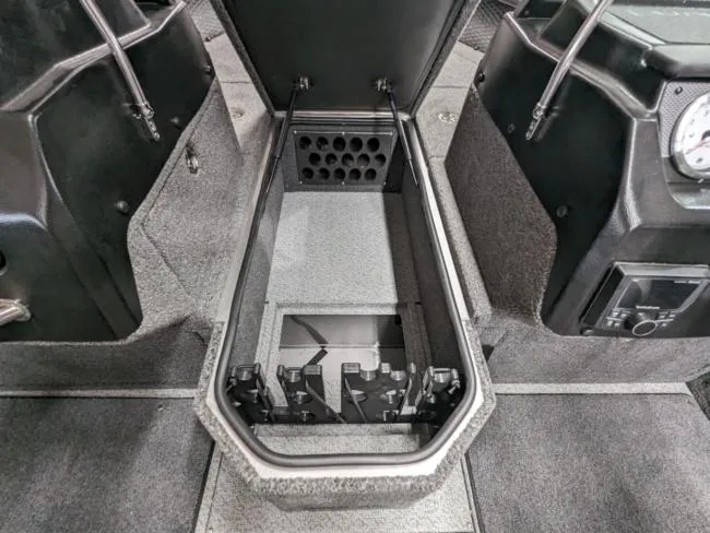 Slide: The Image of 2025 Lund 1975 Pro V Sport boat interior storage compartment. - 4