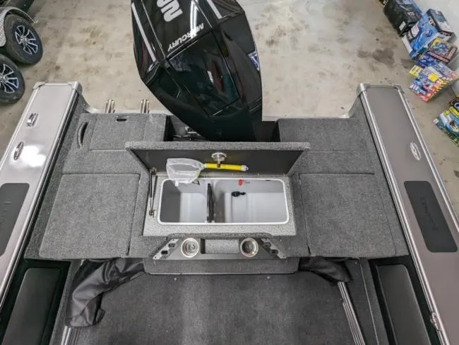 Slide: The Image of 2025 Lund 1975 Pro V Sport boat with Mercury outboard motor and livewell. - 8