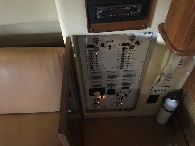 Slide: The Image of Control panel of a 1983 Sea Ray 390 Sport Fisherman boat interior. - 16