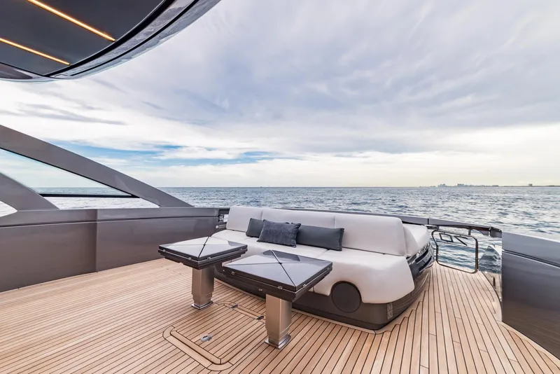 Slide: The Image of Luxurious deck of 2018 Pershing 70 yacht with ocean view. - 4