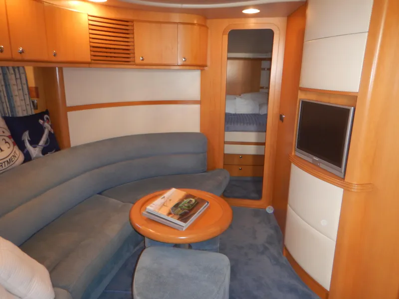 Slide: The Image of Luxurious 2004 Baia 54 yacht interior with cozy seating and modern amenities. - 34