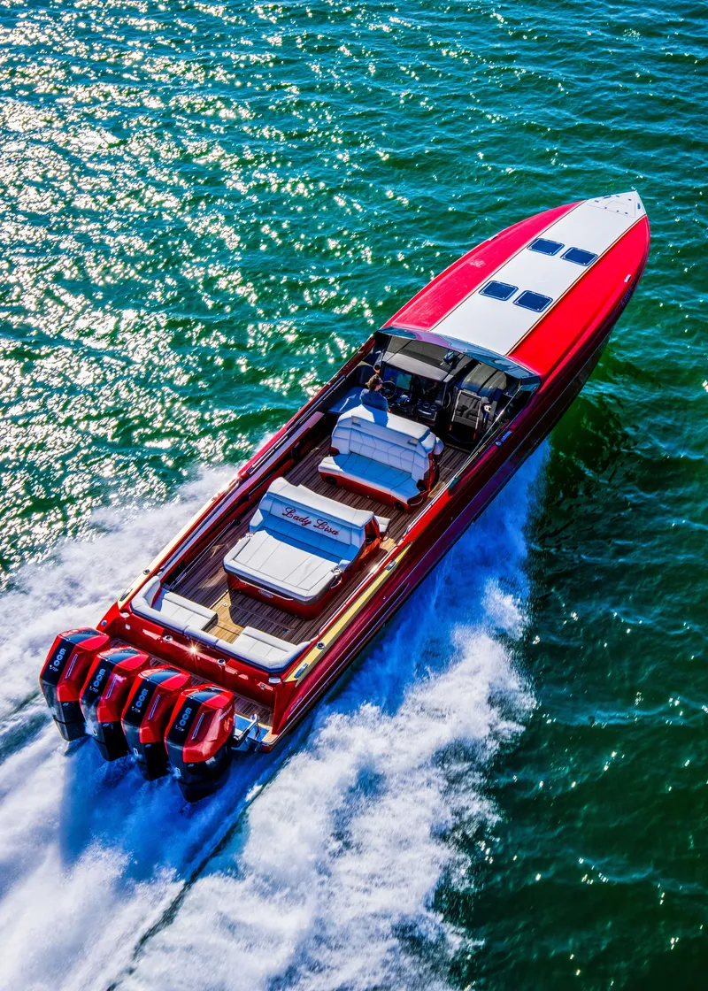 Slide: The Image of 2026 Nor-Tech 550 & 560 Sport Center Console cruising on vibrant blue water. - 6