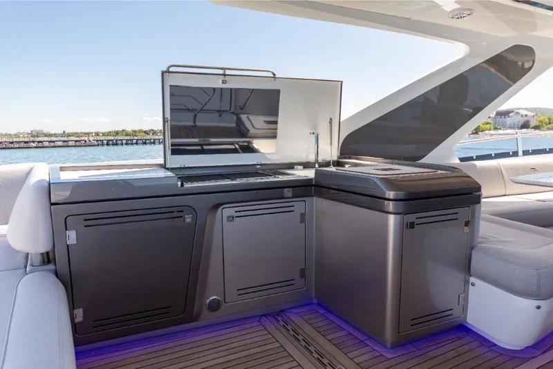Slide: The Image of Modern outdoor kitchen on the 2023 Galeon 800 Fly yacht. - 48