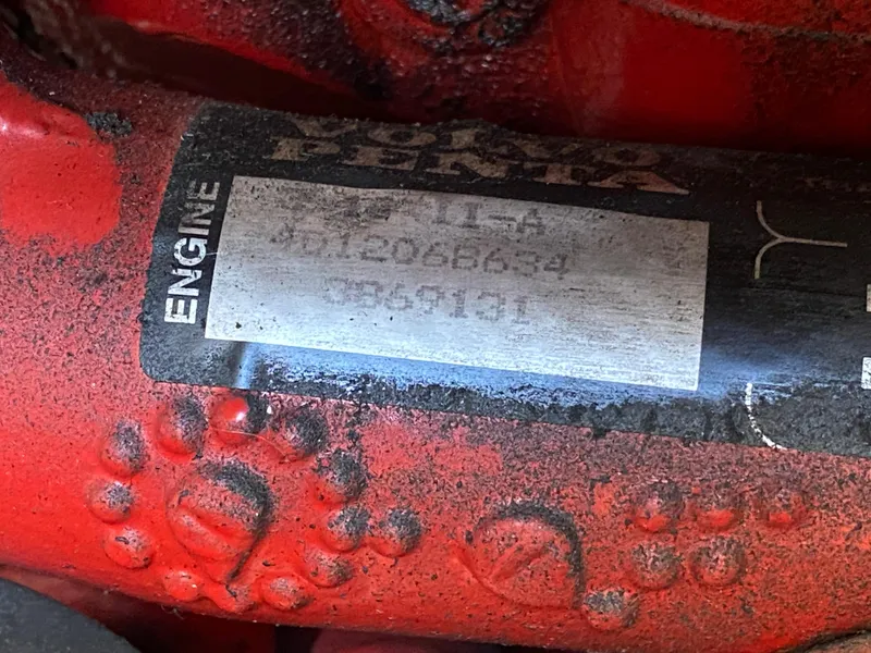 Slide: The Image of Close-up of a Volvo Penta engine label on a 2002 Regal 3860 Commodore. - 37