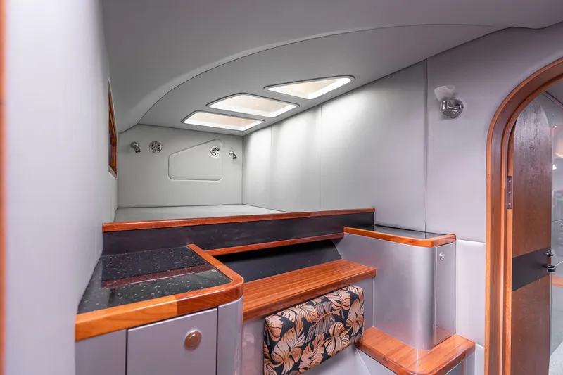 Slide: The Image of Interior of 2025 Shuttleworth 52 AeroRig yacht with modern design and skylights. - 45