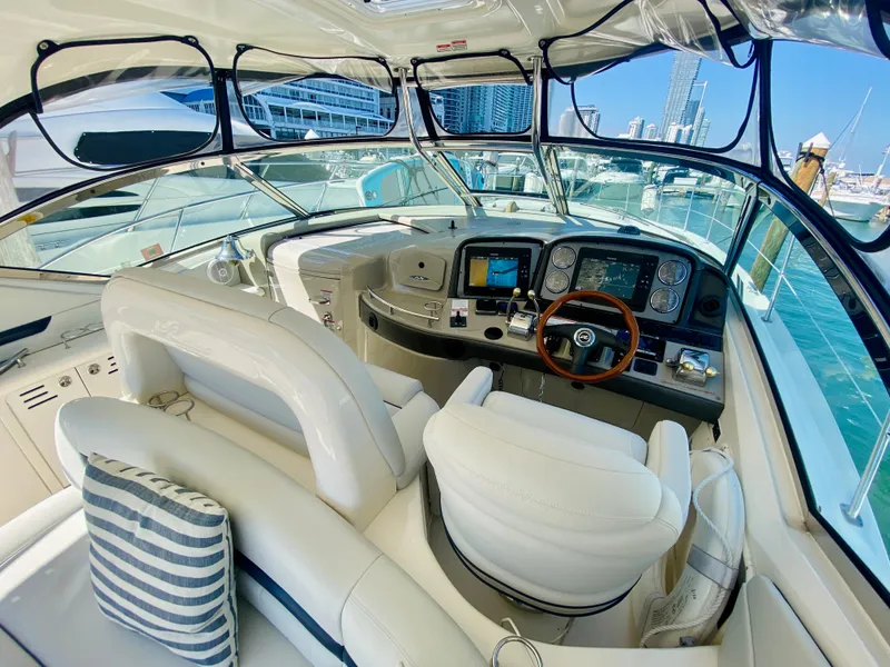 Slide: The Image of 2007 Sea Ray 44 Sundancer yacht cockpit with modern navigation equipment. - 30