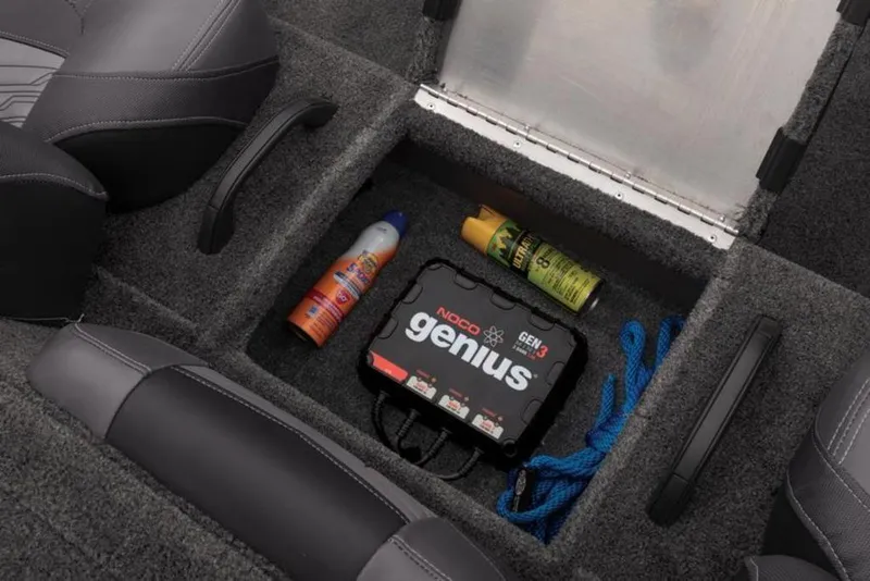 Slide: The Image of Storage compartment in 2024 Tracker Pro Team™ 195 TXW Tournament Ed. boat with NOCO Genius charger. - 10