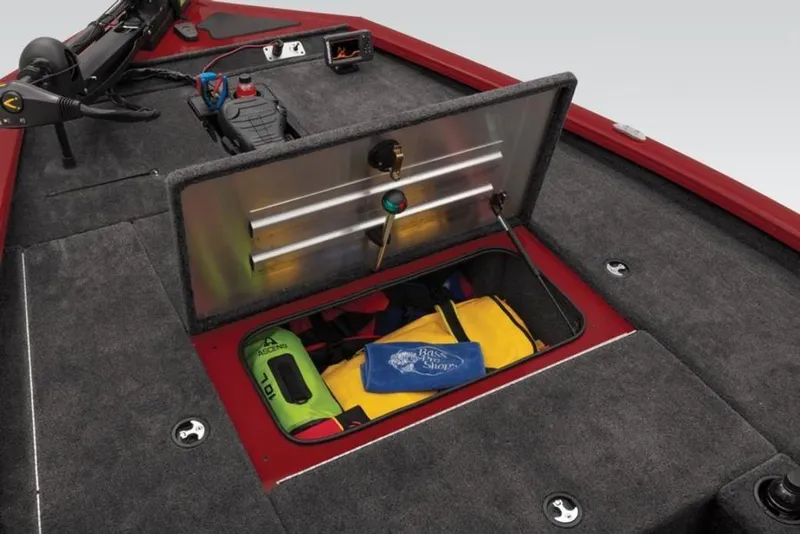 Slide: The Image of 2024 Tracker Pro Team™ 195 TXW Tournament Ed. storage compartment with safety gear. - 18