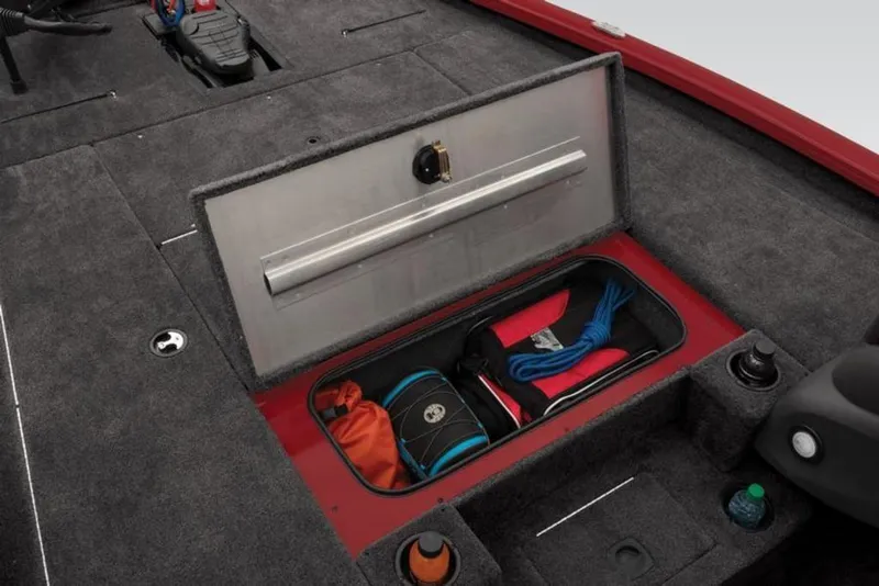Slide: The Image of 2024 Tracker Pro Team™ 195 TXW Tournament Ed. storage compartment with gear. - 19