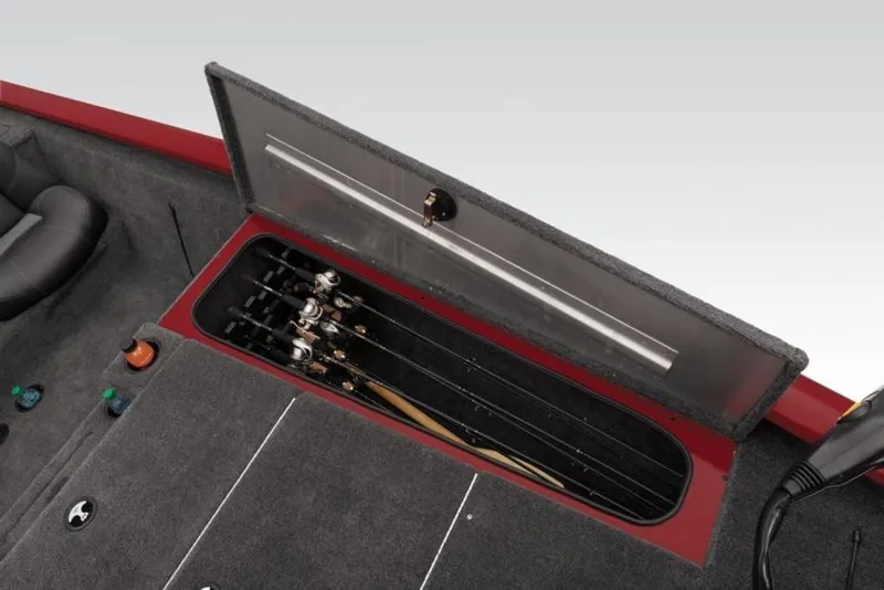 Slide: The Image of 2024 Tracker Pro Team™ 195 TXW Tournament Edition rod storage compartment. - 23