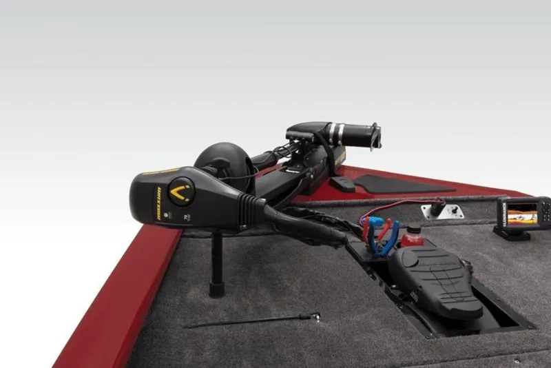 Slide: The Image of 2024 Tracker Pro Team™ 195 TXW Tournament Edition boat deck with trolling motor and electronics. - 25
