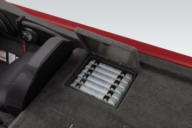Slide: The Image of 2024 Tracker Pro Team™ 195 TXW Tournament Ed. tackle storage compartment. - 7