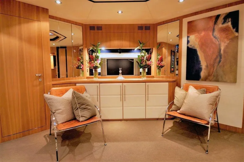 Slide: The Image of Luxurious interior of 2004 Riva Splendida yacht with modern decor and comfortable seating. - 7