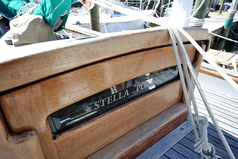 Slide: The Image of 1979 Custom Van Dyne Schooner with wooden details and STELLA nameplate. - 24