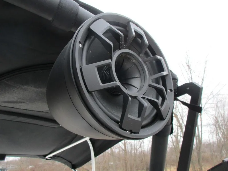 Slide: The Image of 2022 Axis A24 boat speaker mounted on a wakeboard tower. - 14