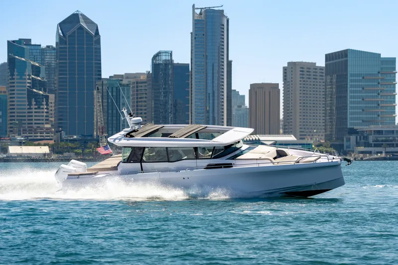 Slide: The Image of Axopar 45 XC Cross Cabin 2026 - 2