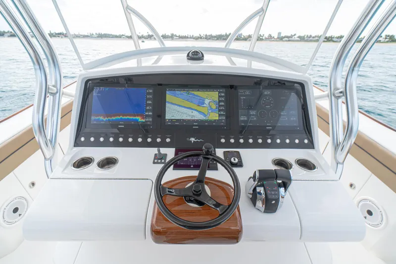 Slide: The Image of 2025 Valhalla Boatworks 41 helm with advanced navigation and control systems. - 5