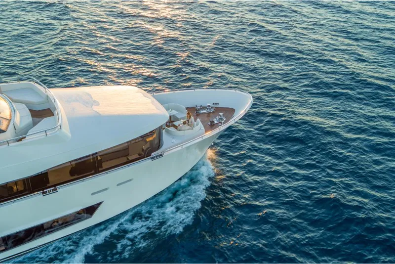 Slide: The Image of 2023 Ocean Alexander 37L yacht cruising on open water. - 4