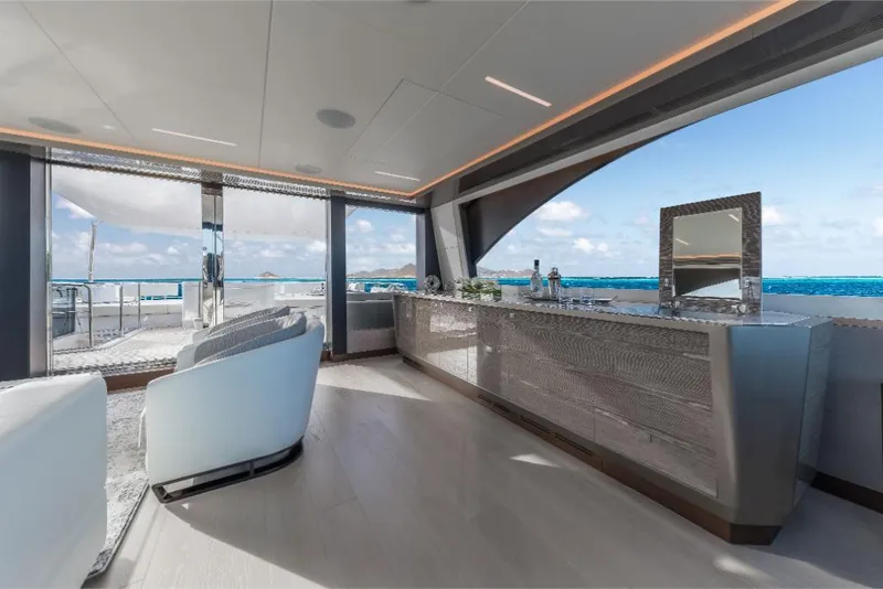 Slide: The Image of Luxurious interior of 2023 Ocean Alexander 27E yacht with ocean view. - 17