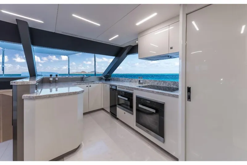 Slide: The Image of Modern kitchen interior of 2023 Ocean Alexander 27E yacht with ocean view. - 33