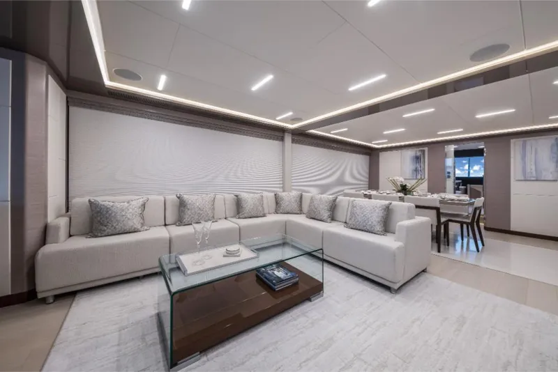 Slide: The Image of Luxurious interior of 2023 Ocean Alexander 27E yacht with modern furnishings. - 39