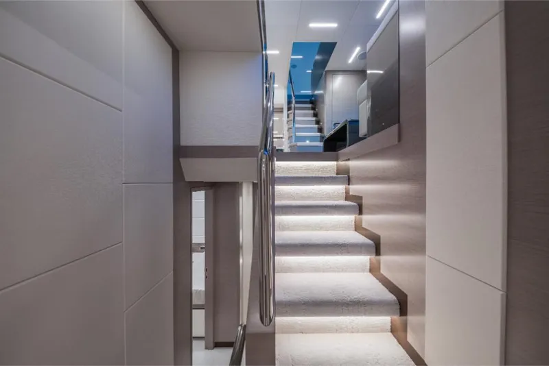 Slide: The Image of Modern interior staircase of 2023 Ocean Alexander 27E yacht with sleek design. - 41