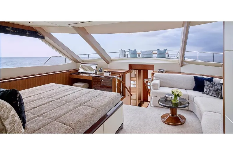 Slide: The Image of Luxurious interior of 2023 Ocean Alexander 32L yacht with panoramic windows. - 28