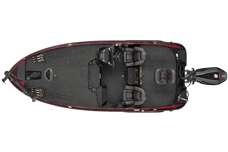 Slide: The Image of Top view of 2022 Nitro Z20 fishing boat with seating and storage compartments. - 1