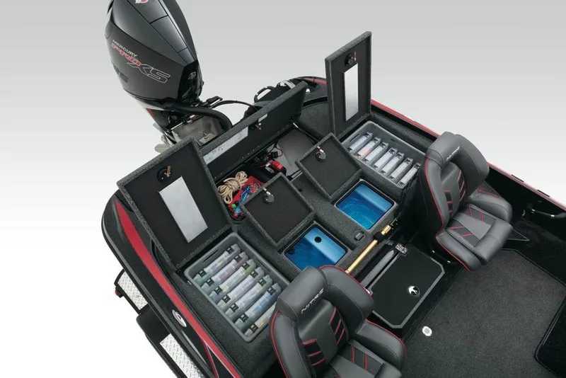Slide: The Image of Nitro Z20 2022 model boat interior with organized storage compartments and seating. - 14